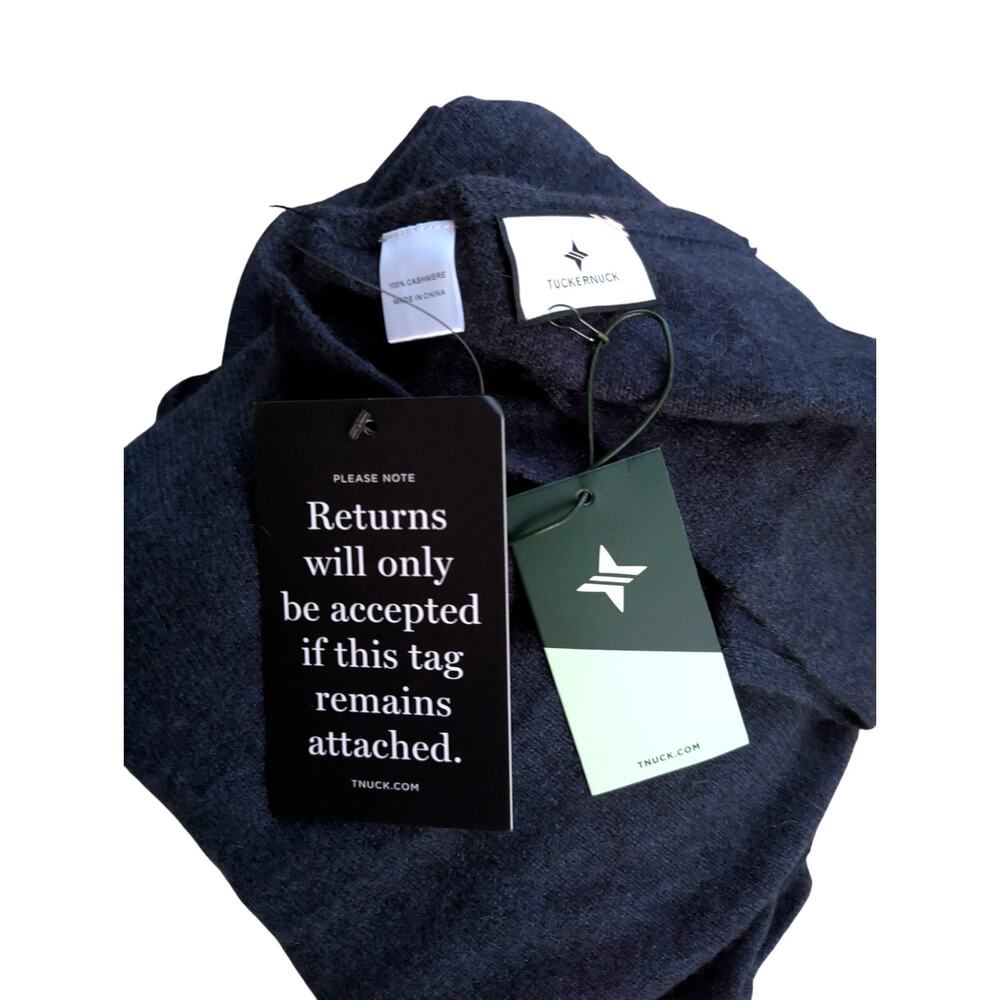Tuckernuck Midnight Blue Cashmere Travel Wrap Shawl Blanket Scarf Navy OS - Picture 4 of 4